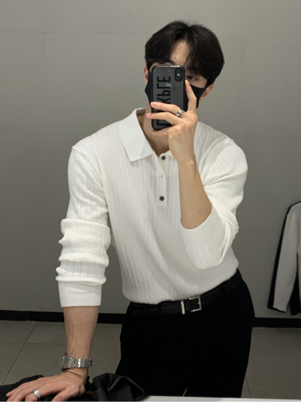Muška pletena košulja slim-fit s okruglim izrezom, kratkim rukavima, chenille tkanina, 80% poliestera, minimalistička intarsija