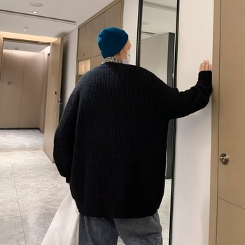 Muški kardigan s V-izrezom, opuštena silueta, pleteni, dugi rukavi