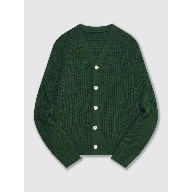 Muški kardigan s V-izrezom, opuštena silueta, pleteni, dugi rukavi