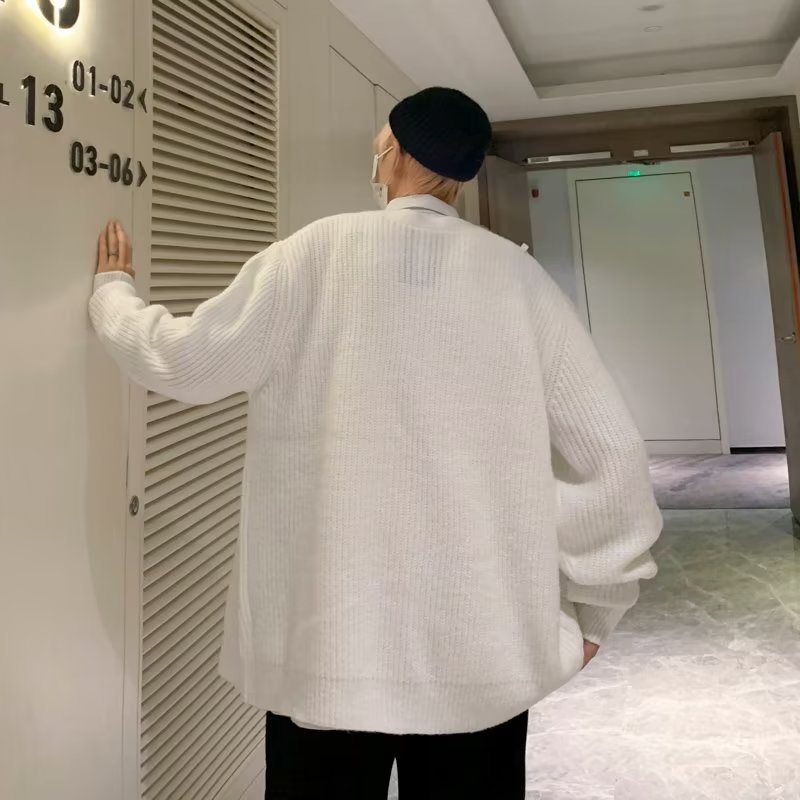 Muški kardigan s V-izrezom, opuštena silueta, pleteni, dugi rukavi