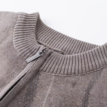 Muški pleteni džemper s polu-zipom, debeli materijal, okrugli ovratnik, opušten kroj, 98% poliester