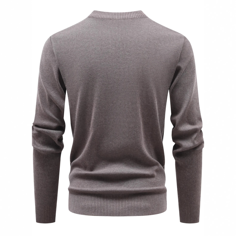Muški pleteni džemper s polu-zipom, debeli materijal, okrugli ovratnik, opušten kroj, 98% poliester