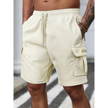 Muške šorts od waffle pletenine, lagane prozračne tkanine, elastični pojas, udoban kroj, fleece podstava