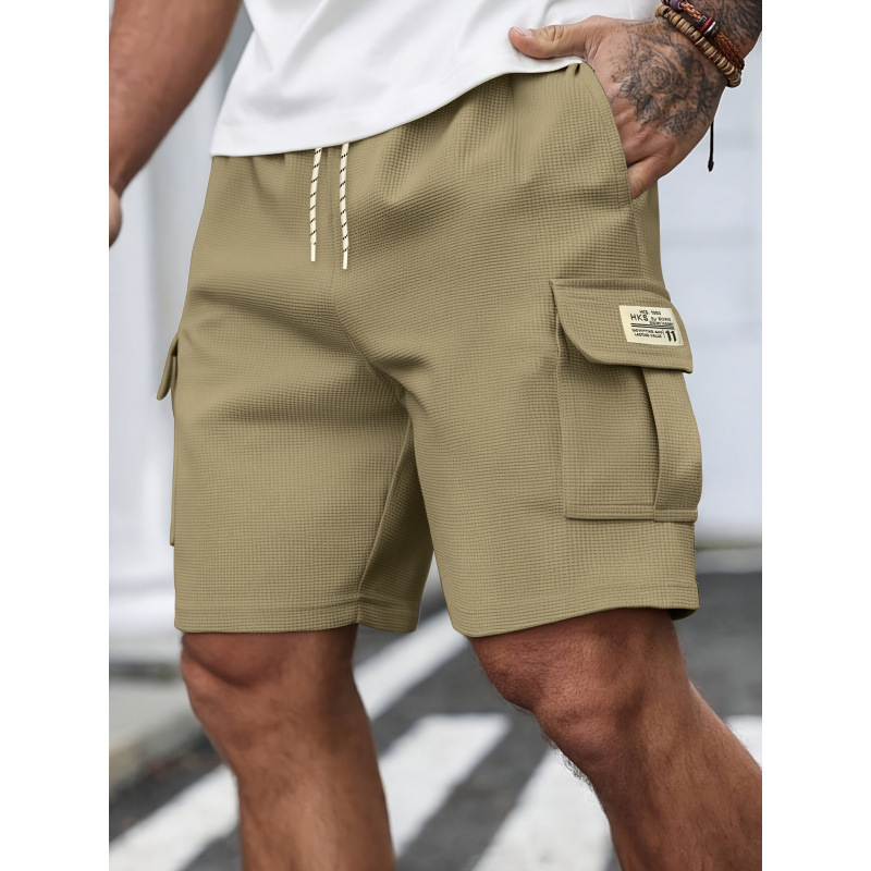 Muške šorts od waffle pletenine, lagane prozračne tkanine, elastični pojas, udoban kroj, fleece podstava