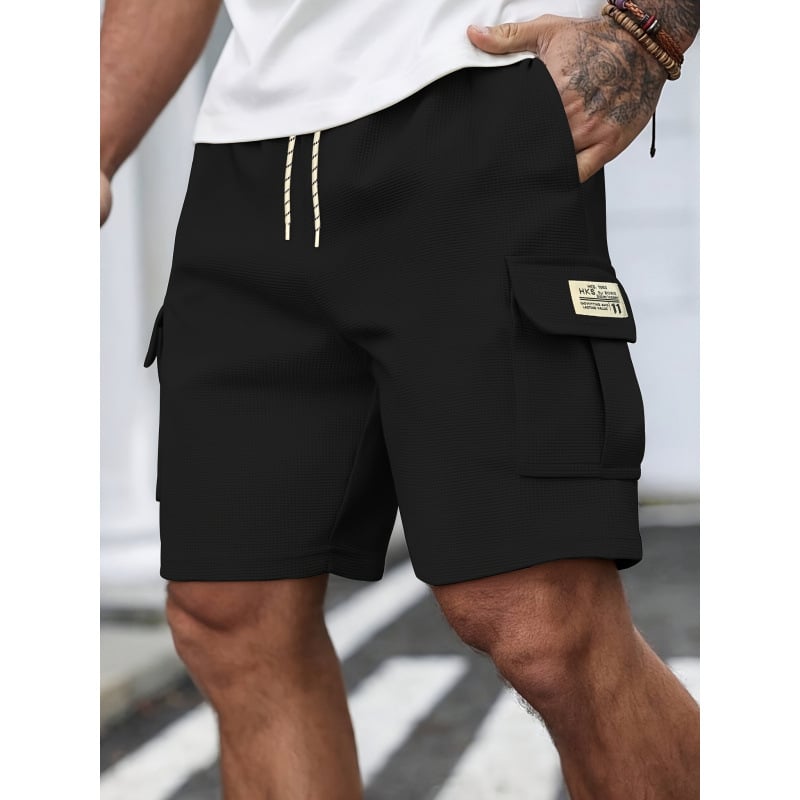 Muške šorts od waffle pletenine, lagane prozračne tkanine, elastični pojas, udoban kroj, fleece podstava