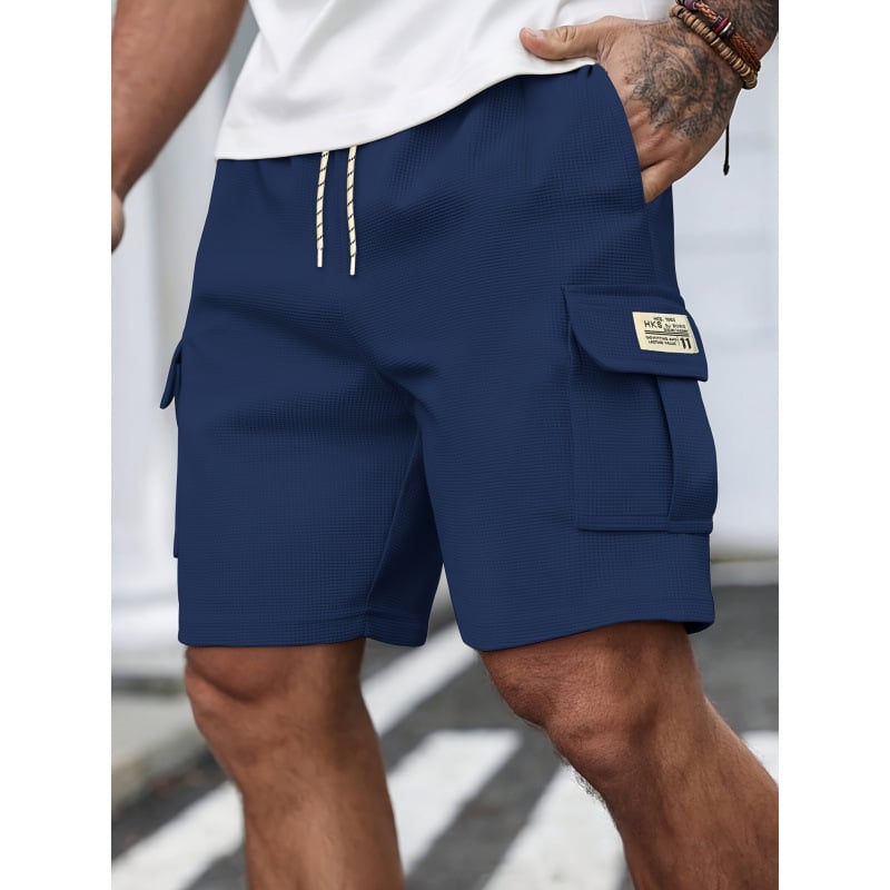 Muške šorts od waffle pletenine, lagane prozračne tkanine, elastični pojas, udoban kroj, fleece podstava