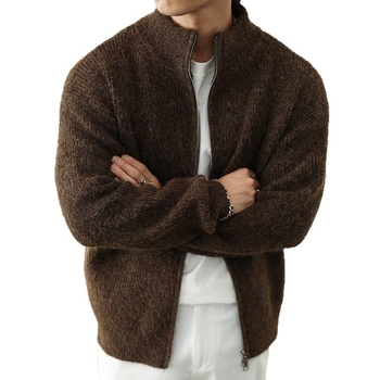 Casual kardigan s polu-visokim ovratnikom, dugim rukavima, vunena mješavina, slobodan kroj