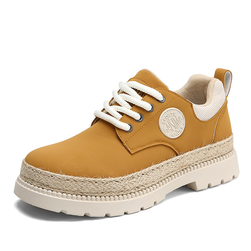 Muške mokasinske čizme, kožni gornji dio, PVC đon, niski kroj čizme, prednje vezanje, okrugli vrh, jesenji stil, funkcija povećanja visine