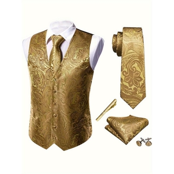 Pánske vonkajšie oblečenie s kráľovským kvetinovým vzorom, 5-dielny set, corduroy látka, hlavná látka ľan, požiarna odolnosť