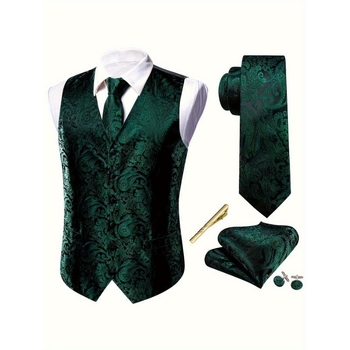 Pánske vonkajšie oblečenie s kráľovským kvetinovým vzorom, 5-dielny set, corduroy látka, hlavná látka ľan, požiarna odolnosť