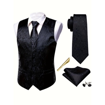 Pánske vonkajšie oblečenie s kráľovským kvetinovým vzorom, 5-dielny set, corduroy látka, hlavná látka ľan, požiarna odolnosť