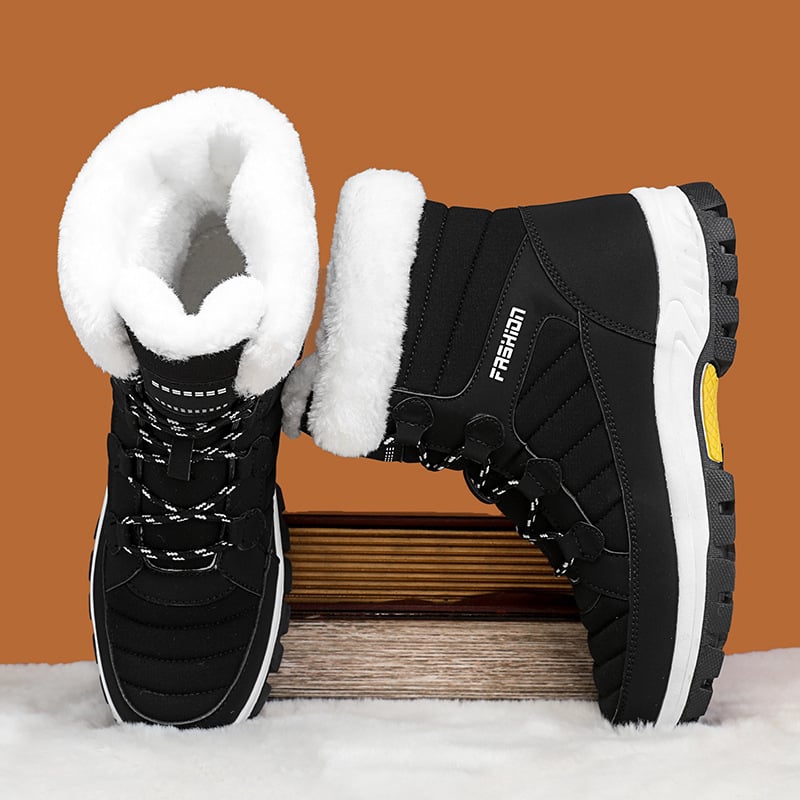 Snehové topánky: vodeodolné, protišmykové, teplé; horný materiál PU + vodeodolný textil; vnútro: umelej plyš; podrážka: guma; podpätok strednej výšky 3-5 cm