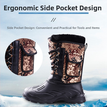 Pánske zimné čižmy: nepremokavé, teplé, horný materiál bavlna, výstelka umelý plyš, EVA podrážka