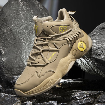 Ανδρικά Παπούτσια Μπάσκετ με Ψηλό Άνω Μέρος, Διαπνέουσα Τεχνολογία, Κορδόνια Εμπρός, Αντιολισθητική Σόλα