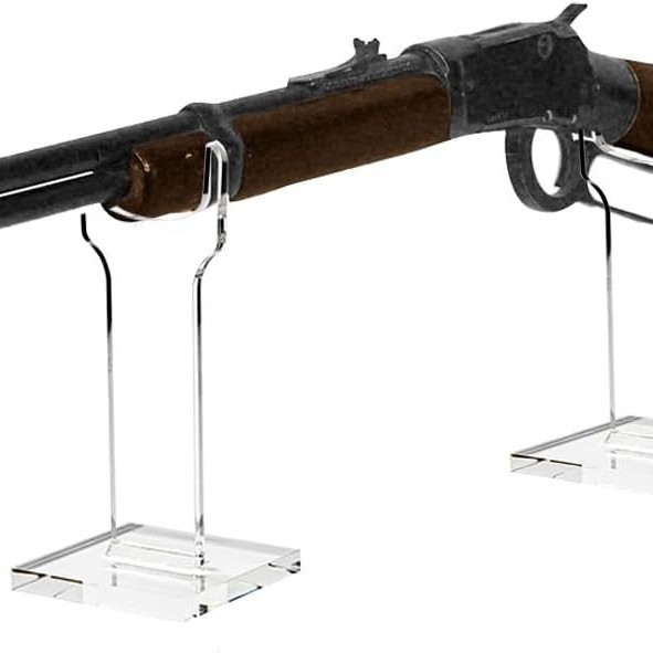 Akrylový stojan na zobrazenie modelových zbraní — stolný displej, 1 vrstva, vhodný pre domov aj špecializované obchody