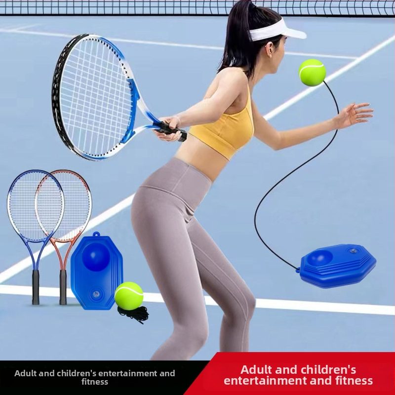 Tréningový set tenisovej rakety pre začiatočníkov – samostatné cvičenie s lanom, hliníková zliatina (Materiál: hliníková zliatina; Šport: tenis; Scenáre: stolný tenis a bedminton)