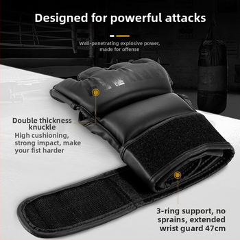 MMA polovičné prstové rukavice, rozdelené prsty, pre sparing, PU materiál, zavesný dizajn, unisex