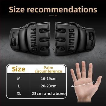 MMA polovičné prstové rukavice, rozdelené prsty, pre sparing, PU materiál, zavesný dizajn, unisex