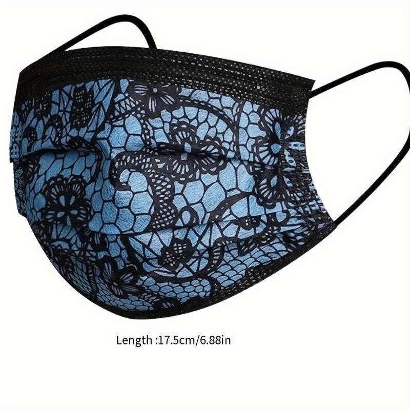 Măști de față cu dantelă elegantă, 3 straturi, purtare pe cap, set de 10 bucăți, stil elegant, pentru vară