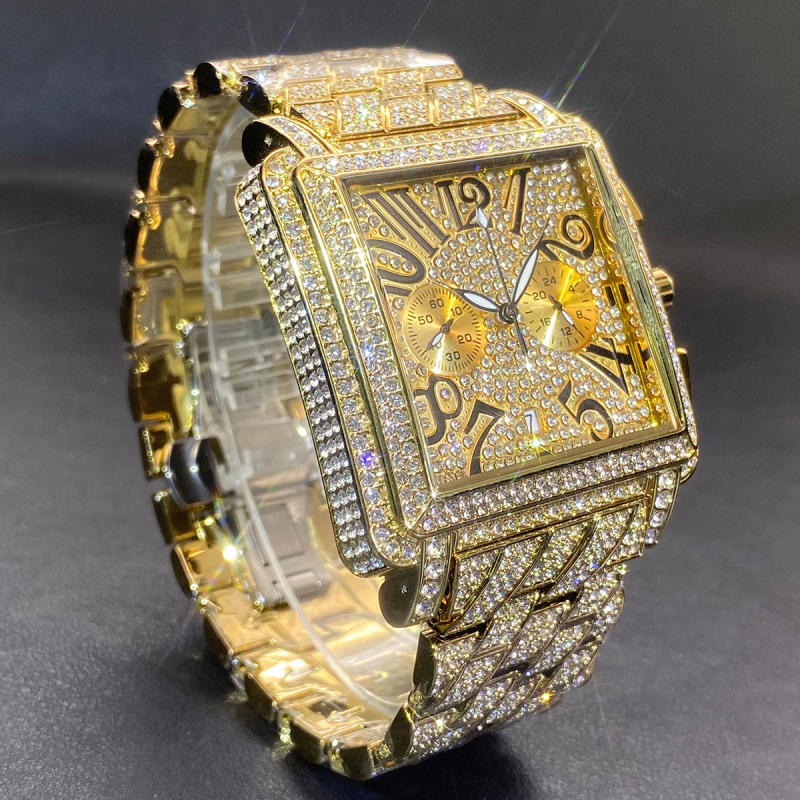 Miss Fox pánske hodinky so štvorcovým ciferníkom, Quartz pohyb (Japonsko), odolnosť voči vode 30 m, kovový puzdro, remienok pozlátený