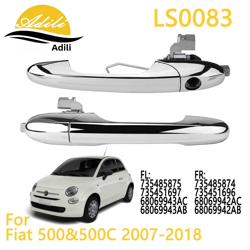 ADILI Vonkajšia rukoväť dverí pre Fiat 500/500C - model 735485875 68069943AC 735485874 68069942AC, plast a kov