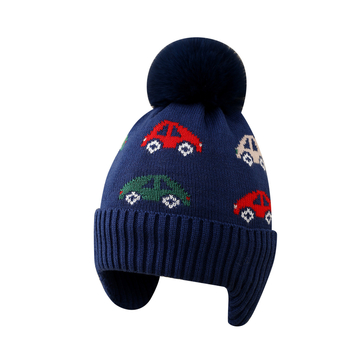 Detská vlnená čiapka — okrúhla koruna, bez okraja, žakardové pletenie, teplá a vetruodolná