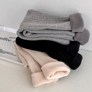 Dievčenské legíny s podšívkou na zimu, kórejský štýl, vysoký pás, pletený materiál 100% polyester