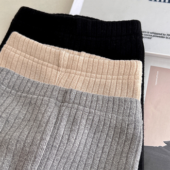 Dievčenské legíny s podšívkou na zimu, kórejský štýl, vysoký pás, pletený materiál 100% polyester