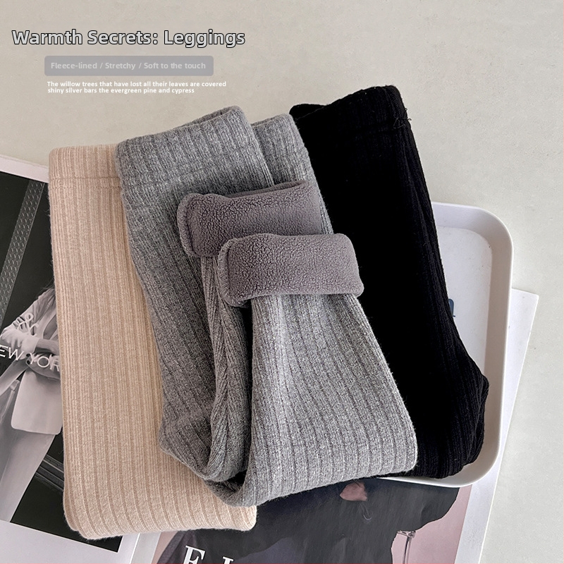 Dievčenské legíny s podšívkou na zimu, kórejský štýl, vysoký pás, pletený materiál 100% polyester