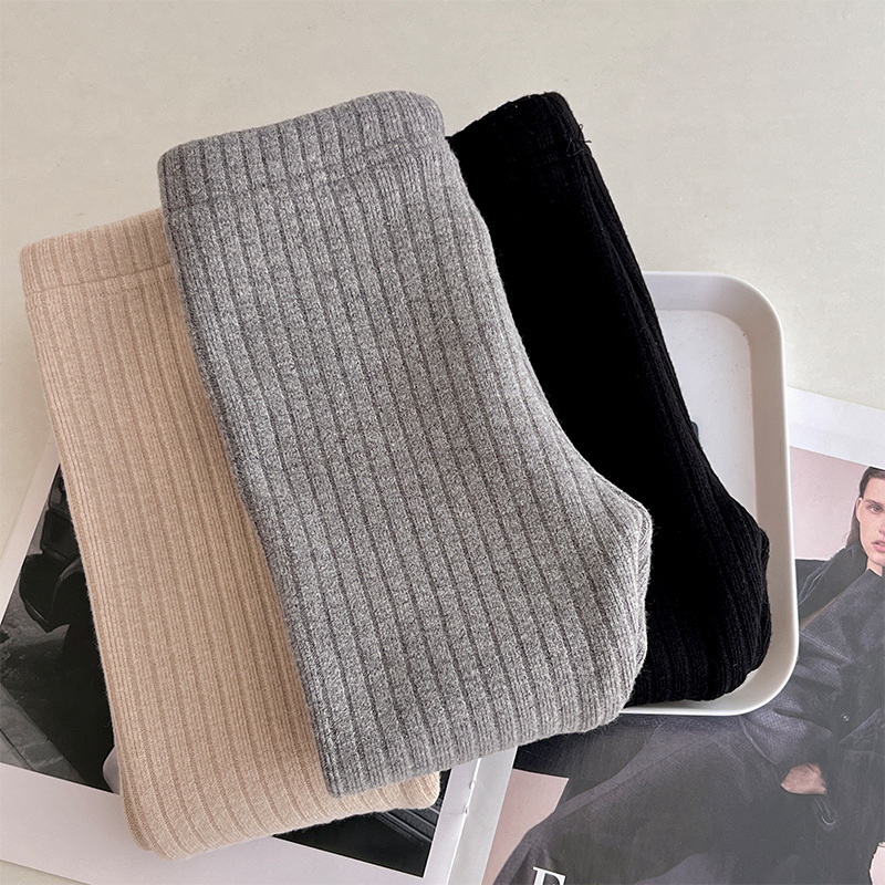 Dievčenské legíny s podšívkou na zimu, kórejský štýl, vysoký pás, pletený materiál 100% polyester