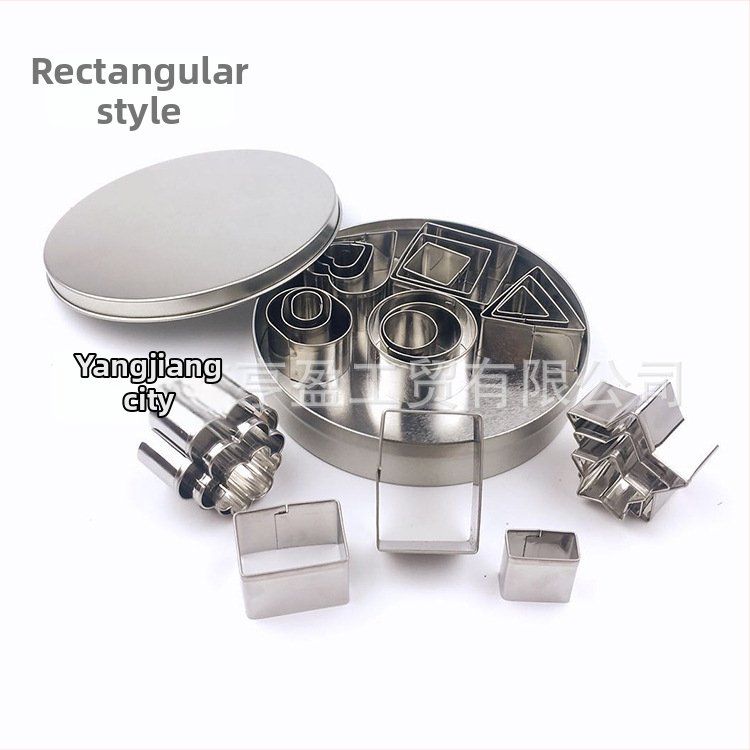 24-dielny set vykrajovačov na sušienky z nerezovej ocele pre pečenie a fondant; tvary: štvorcový, trojuholník, kruh, ovál, kvet, srdce, hexagón, hviezda; HY-244