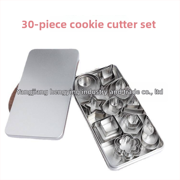 24-dielny set vykrajovačov na sušienky z nerezovej ocele pre pečenie a fondant; tvary: štvorcový, trojuholník, kruh, ovál, kvet, srdce, hexagón, hviezda; HY-244