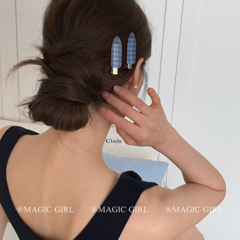 Kórejský štýl sponky do vlasov, akryl sponka, káro vzor séria, leto 2025, pre ženy