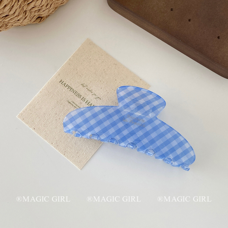 Kórejský štýl sponky do vlasov, akryl sponka, káro vzor séria, leto 2025, pre ženy