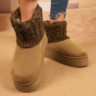 Ženske kratke čizme s resicama, Slip-On, gornji dio od umjetne PU, gumeni potplat, unutarnja umjetna krzna