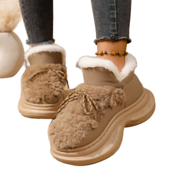 Ženske zimske čizme Euro-American, platnena gornja strana, EVA potplat, umjetni krzno, debeli potplat, 6.5 cm visina pete, srednji/niži shaft