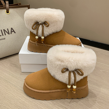 Naiste lumejalanõud veluurpealse ülaosaga, kummist tallaga, slip-on disain, platvorm, talvejalanõud