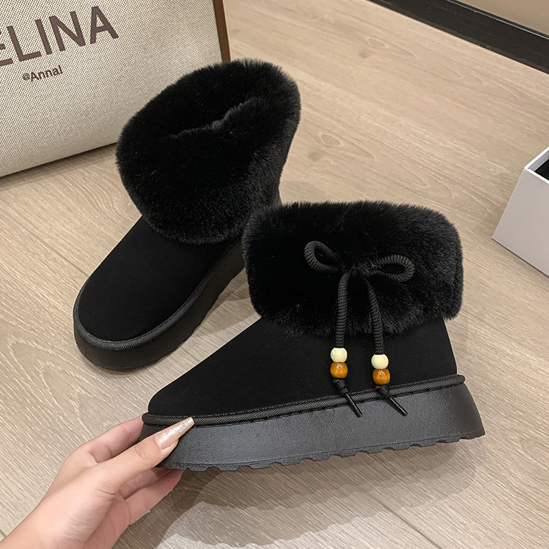 Naiste lumejalanõud veluurpealse ülaosaga, kummist tallaga, slip-on disain, platvorm, talvejalanõud