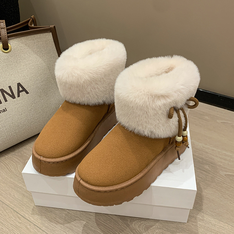 Naiste lumejalanõud veluurpealse ülaosaga, kummist tallaga, slip-on disain, platvorm, talvejalanõud