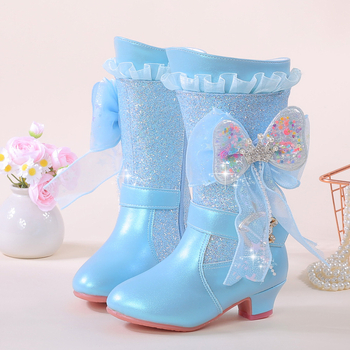 Dječje snježne čizme za djevojčice s visokim vrhom, gornji dio od umjetne kože, unutarnje umjetno krzno, bočni zatvarač, gumena potplata