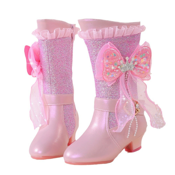 Dječje snježne čizme za djevojčice s visokim vrhom, gornji dio od umjetne kože, unutarnje umjetno krzno, bočni zatvarač, gumena potplata