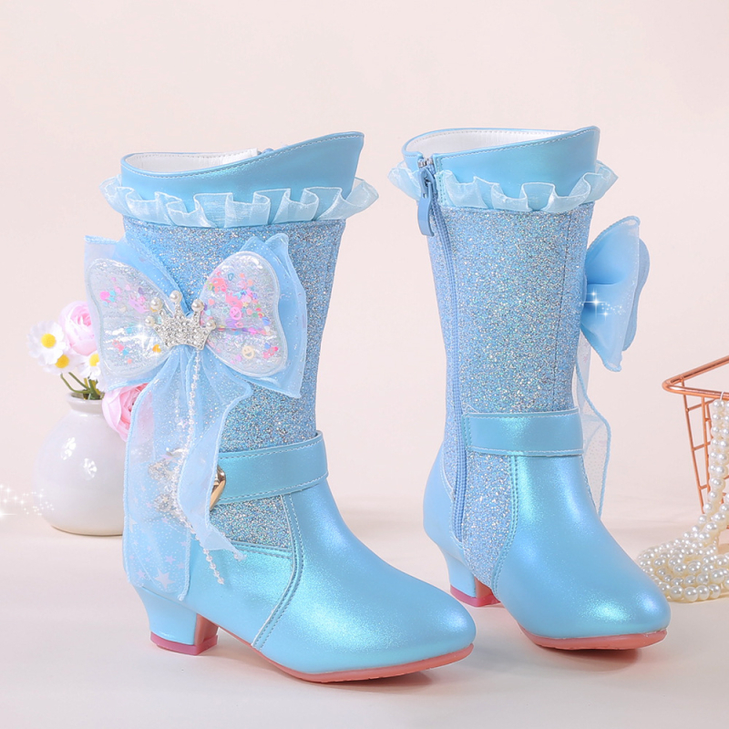 Dječje snježne čizme za djevojčice s visokim vrhom, gornji dio od umjetne kože, unutarnje umjetno krzno, bočni zatvarač, gumena potplata