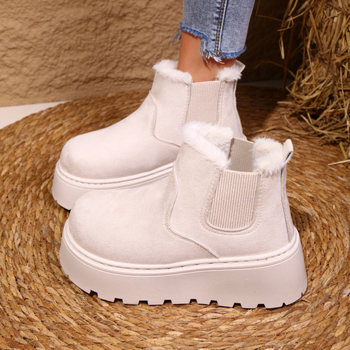 Ženske čizme za snijeg do sredine potkoljenice, bez vezivanja, gornji materijal kravlji velur, topla podstava od umjetnog krzna