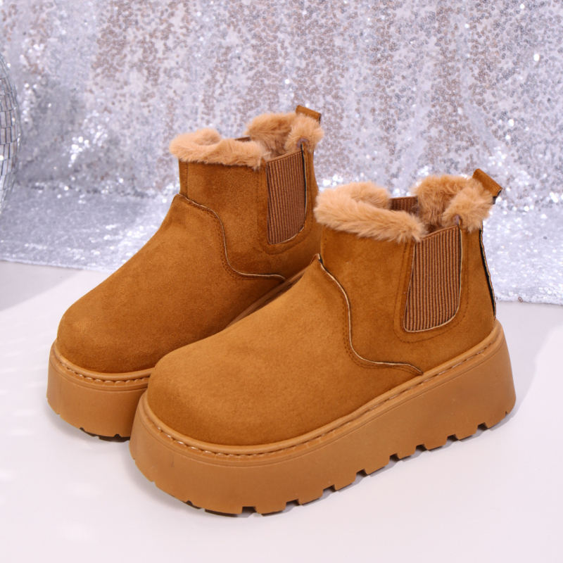 Ženske čizme za snijeg do sredine potkoljenice, bez vezivanja, gornji materijal kravlji velur, topla podstava od umjetnog krzna