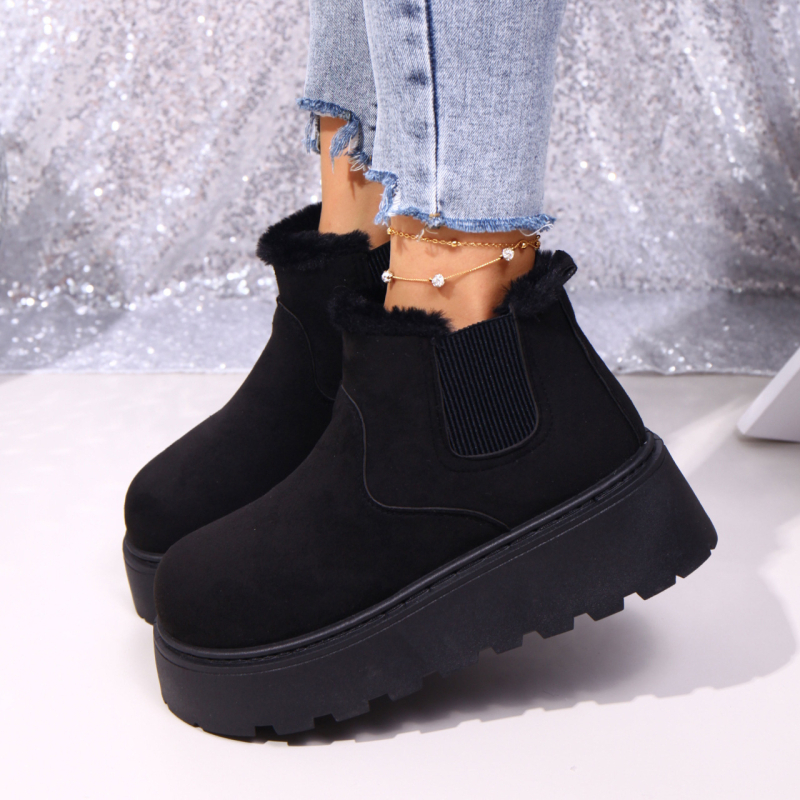 Ženske čizme za snijeg do sredine potkoljenice, bez vezivanja, gornji materijal kravlji velur, topla podstava od umjetnog krzna