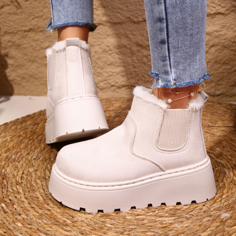 Ženske čizme za snijeg do sredine potkoljenice, bez vezivanja, gornji materijal kravlji velur, topla podstava od umjetnog krzna