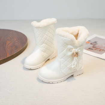 Dječje ženske zimske čizme – debele tople do srednjeg listova, gornji dio od umjetne kože, gumeni potplat, unutarnji umjetno krzno, korejski stil