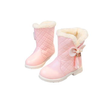 Dječje ženske zimske čizme – debele tople do srednjeg listova, gornji dio od umjetne kože, gumeni potplat, unutarnji umjetno krzno, korejski stil