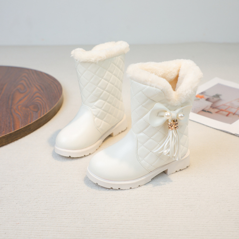 Dječje ženske zimske čizme – debele tople do srednjeg listova, gornji dio od umjetne kože, gumeni potplat, unutarnji umjetno krzno, korejski stil