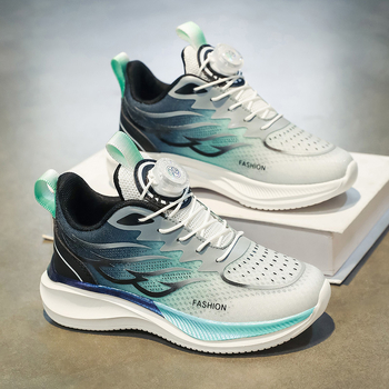 Pantofi sport pentru alergare cu partea superioară din plasă, talpă EVA, model cu dungi, închidere cu cataramă rotativă, pentru bărbați